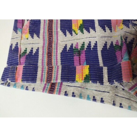American Eagle Midi Stretch Cuff Shorts Size 00 Southwest Aztec Pockets Tribal - Picture 4 of 9